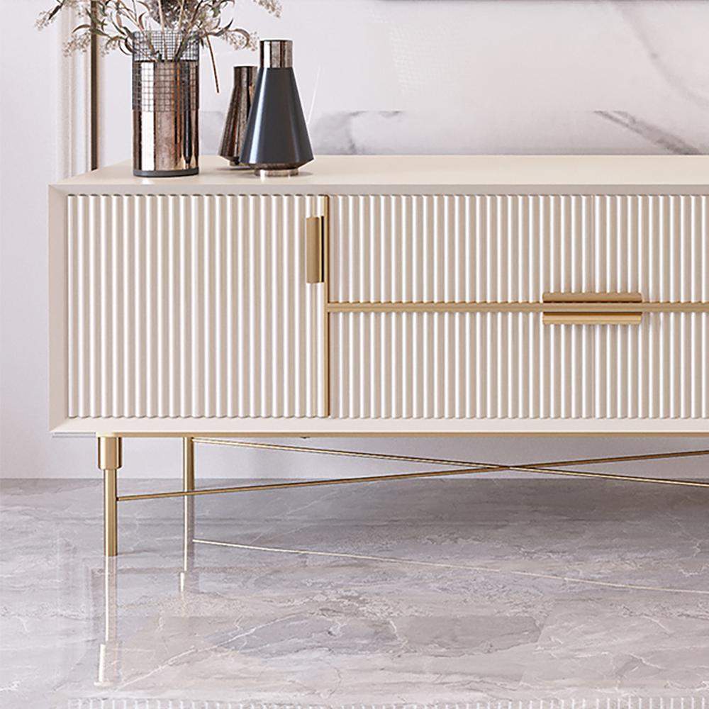 Modern Off White TV Stand for 85 inch TVs with 4 Drawers & Doors MDF-Richsoul-Furniture,Living Room Furniture,TV Stands