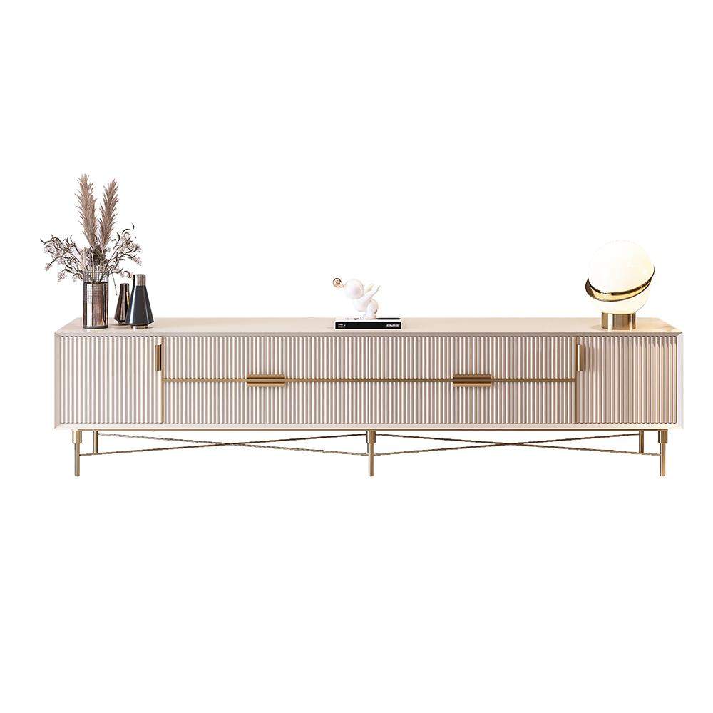 Modern Off White TV Stand for 85 inch TVs with 4 Drawers & Doors MDF-Richsoul-Furniture,Living Room Furniture,TV Stands