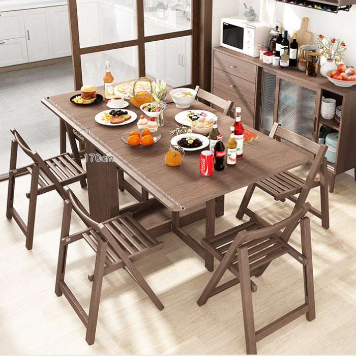 55",67" Rustic Solid Wood Rectangle Extendable Folding Dining Table Set with Storage In Walnut,Natural,White