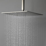 Modern 16 Inches LED Square Ceiling-Mount Rain Shower Head & 6 Body Sprays & Wall Mounted Hand Shower System Brushed Nickel