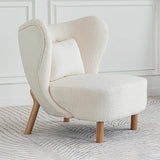 White Lamb Wool Accent Chair Wingback Chair in Wooden Frame-Richsoul-Chairs & Recliners,Furniture,Living Room Furniture