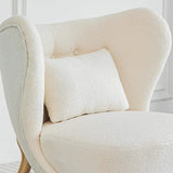 White Lamb Wool Accent Chair Wingback Chair in Wooden Frame-Richsoul-Chairs & Recliners,Furniture,Living Room Furniture
