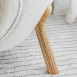White Lamb Wool Accent Chair Wingback Chair in Wooden Frame-Richsoul-Chairs & Recliners,Furniture,Living Room Furniture