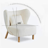 White Lamb Wool Accent Chair Wingback Chair in Wooden Frame-Richsoul-Chairs & Recliners,Furniture,Living Room Furniture