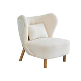 White Lamb Wool Accent Chair Wingback Chair in Wooden Frame-Richsoul-Chairs & Recliners,Furniture,Living Room Furniture