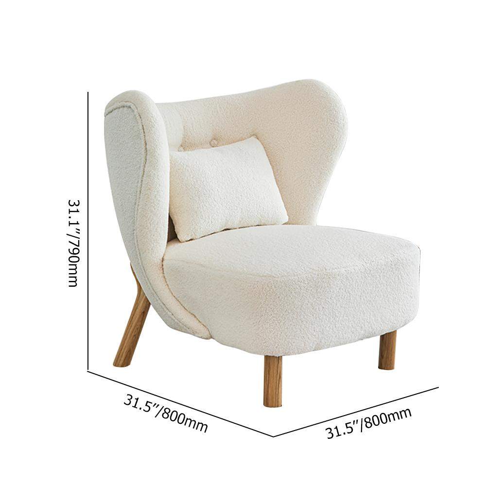 White Lamb Wool Accent Chair Wingback Chair in Wooden Frame-Richsoul-Chairs & Recliners,Furniture,Living Room Furniture