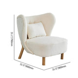White Lamb Wool Accent Chair Wingback Chair in Wooden Frame-Richsoul-Chairs & Recliners,Furniture,Living Room Furniture