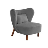 White Lamb Wool Accent Chair Wingback Chair in Wooden Frame-Richsoul-Chairs & Recliners,Furniture,Living Room Furniture