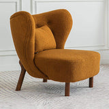 White Lamb Wool Accent Chair Wingback Chair in Wooden Frame-Richsoul-Chairs & Recliners,Furniture,Living Room Furniture