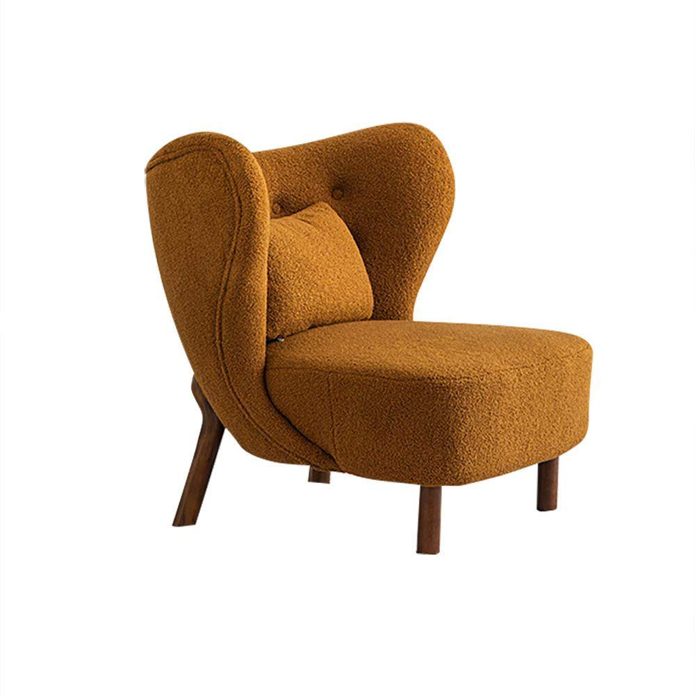 White Lamb Wool Accent Chair Wingback Chair in Wooden Frame-Richsoul-Chairs & Recliners,Furniture,Living Room Furniture