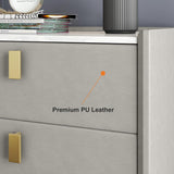 Modern 2 Drawers PU Leather Bedside Table Nightstand with Gold Metal Legs