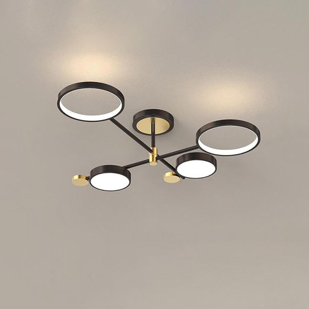Modern Semi Flush Mount Lighting Gold Ceiling Light Fixture LED Ring