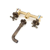 Melro Classic Wall Mounted Double Cross Handle Bathroom Sink Faucet in Antique Brass