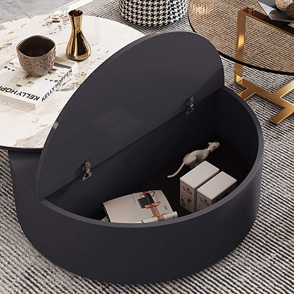 4-Piece Round Swivel Coffee Table Set with 2 Ottomans-Richsoul-Coffee Tables,Furniture,Living Room Furniture