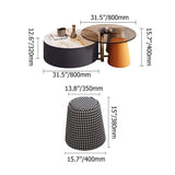 4-Piece Round Swivel Coffee Table Set with 2 Ottomans-Richsoul-Coffee Tables,Furniture,Living Room Furniture
