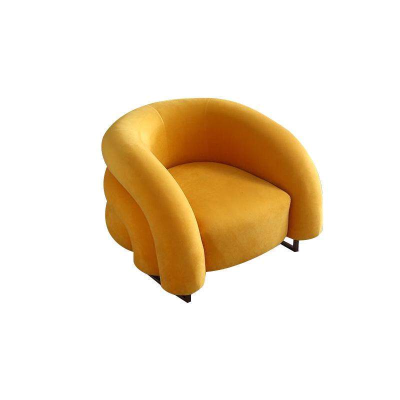 Creative & Modern Yellow Solid Wood & Velvet Accent Chair with Metal Base-Chairs & Recliners,Furniture,Living Room Furniture