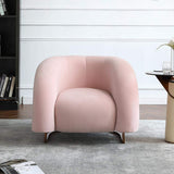 Creative & Modern Yellow Solid Wood & Velvet Accent Chair with Metal Base-Chairs & Recliners,Furniture,Living Room Furniture