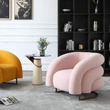 Creative & Modern Yellow Solid Wood & Velvet Accent Chair with Metal Base-Chairs & Recliners,Furniture,Living Room Furniture
