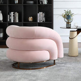 Creative & Modern Yellow Solid Wood & Velvet Accent Chair with Metal Base-Chairs & Recliners,Furniture,Living Room Furniture