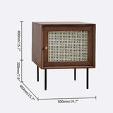 Walnut Nightstand with 1-Door 2-Tier Bedside Table Small Cabinet with Black Metal Legs