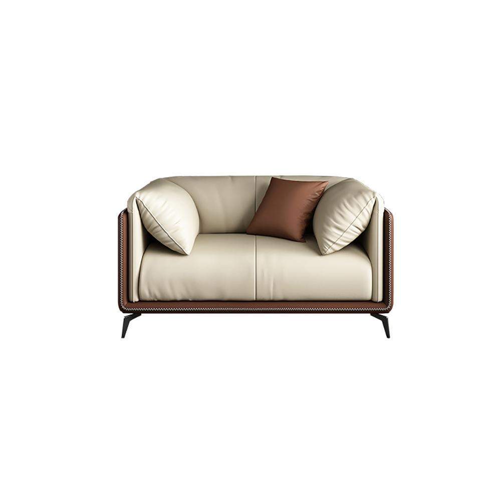 3 Pieces Living Room Set Microfiber Leather Upholstered Sofa in Brown & Beige-Furniture,Living Room Furniture,Living Room Sets