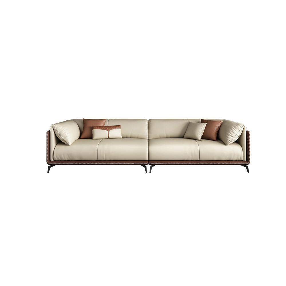 3 Pieces Living Room Set Microfiber Leather Upholstered Sofa in Brown & Beige-Furniture,Living Room Furniture,Living Room Sets
