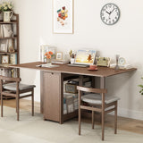 55",67" Rustic Solid Wood Rectangle Extendable Folding Dining Table Set with Storage In Walnut,Natural,White