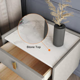 Modern 2 Drawers PU Leather Bedside Table Nightstand with Gold Metal Legs