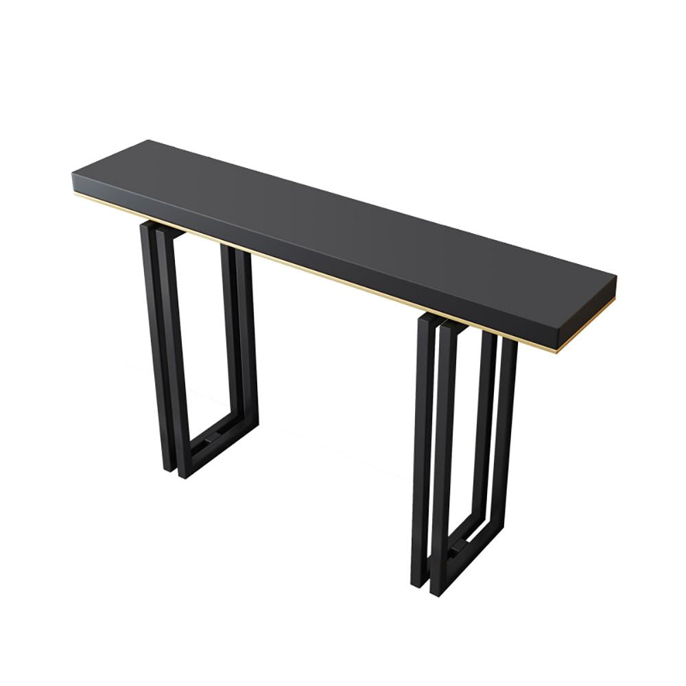 47" Entry Accent Table Narrow Console Table Black Solid Wood & Metal in Large