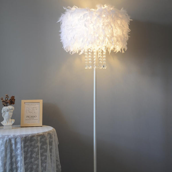 Feather floor lamp deals shade