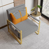 Modern Orange Houndstooth Single Sofabed Convertible Sleeper with Side Storage