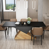 6~8 Seater Black Rectangular Dining Table Solid Wood Dinner Table