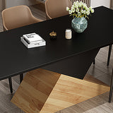 6~8 Seater Black Rectangular Dining Table Solid Wood Dinner Table