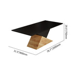 6~8 Seater Black Rectangular Dining Table Solid Wood Dinner Table
