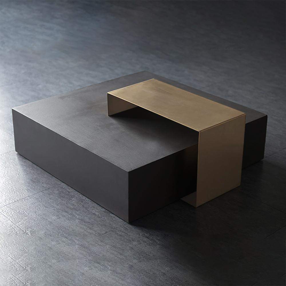 Black Coffee Table in MDF & Metal Rectangle Accent Table-Richsoul-Coffee Tables,Furniture,Living Room Furniture