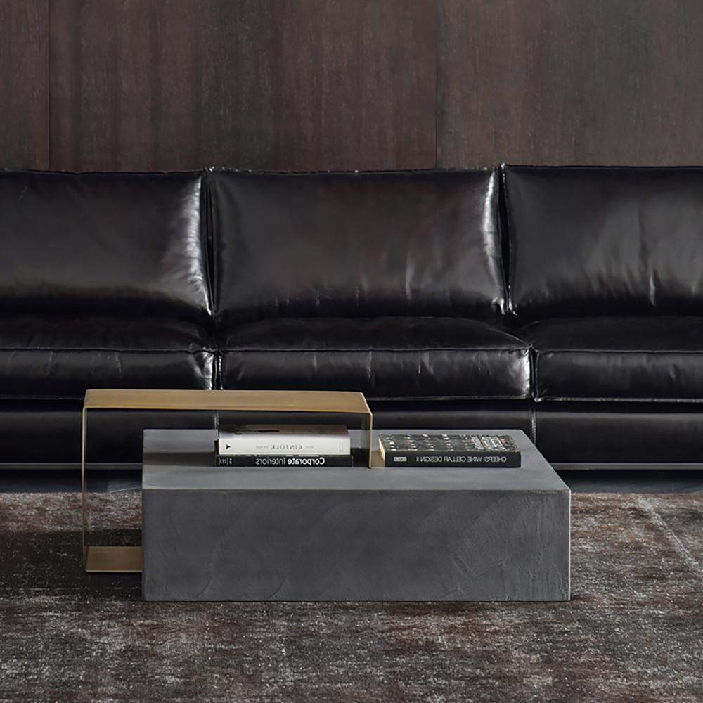 Black Coffee Table in MDF & Metal Rectangle Accent Table-Richsoul-Coffee Tables,Furniture,Living Room Furniture