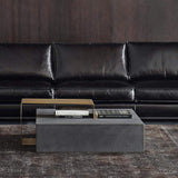 Black Coffee Table in MDF & Metal Rectangle Accent Table-Richsoul-Coffee Tables,Furniture,Living Room Furniture