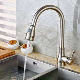 Twenk Single Handle Pullout Spray Kitchen Faucet Swirling Spout in Brushed Nickel