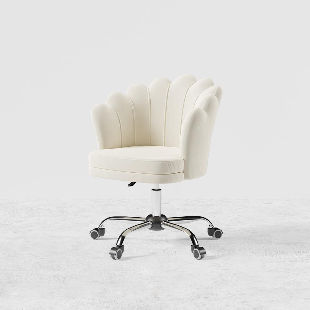 Blue Modern Swivel Office Chair Velvet Upholstered Task Chair Adjustable Height