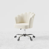 Blue Modern Swivel Office Chair Velvet Upholstered Task Chair Adjustable Height
