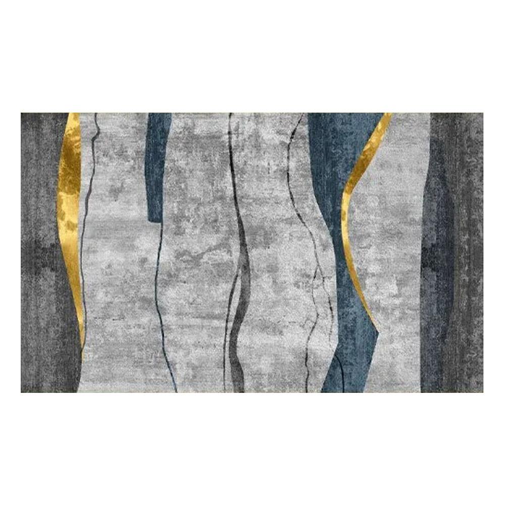 Modern Abstract Gray and Gold Rug Rectangle 5'x 7' Area Rug
