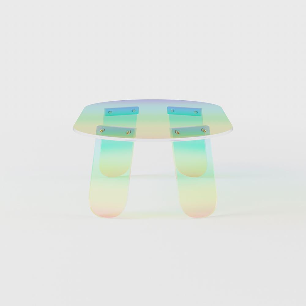 47" Modern Acrylic Oval Coffee Table in Clear Iridescent with 4 Legs