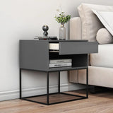 Blue Bedroom Nightstand with Drawer Bedside Table Metal Base