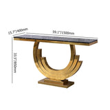 59.1" Gold & Black Marble Console Table Narrow Rectangular Entryway Table