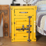 Industrial Loft Red Nightstand Retro Bedside Storage Cabinet with Door & Drawer