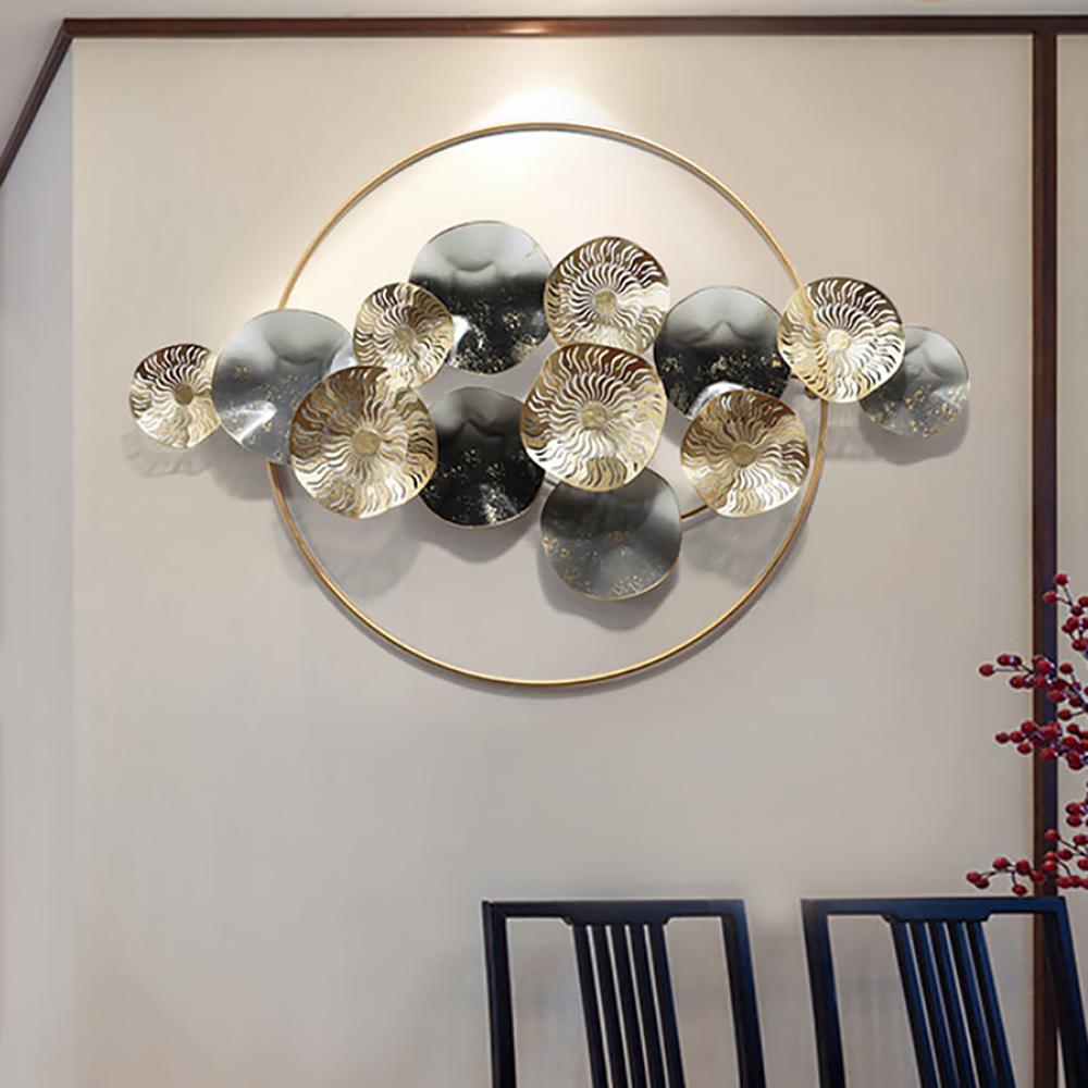 Modern Light Luxury Hollowed Leaves Metal Wall Decor in Blue