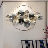 Modern Light Luxury Hollowed Leaves Metal Wall Decor in Blue