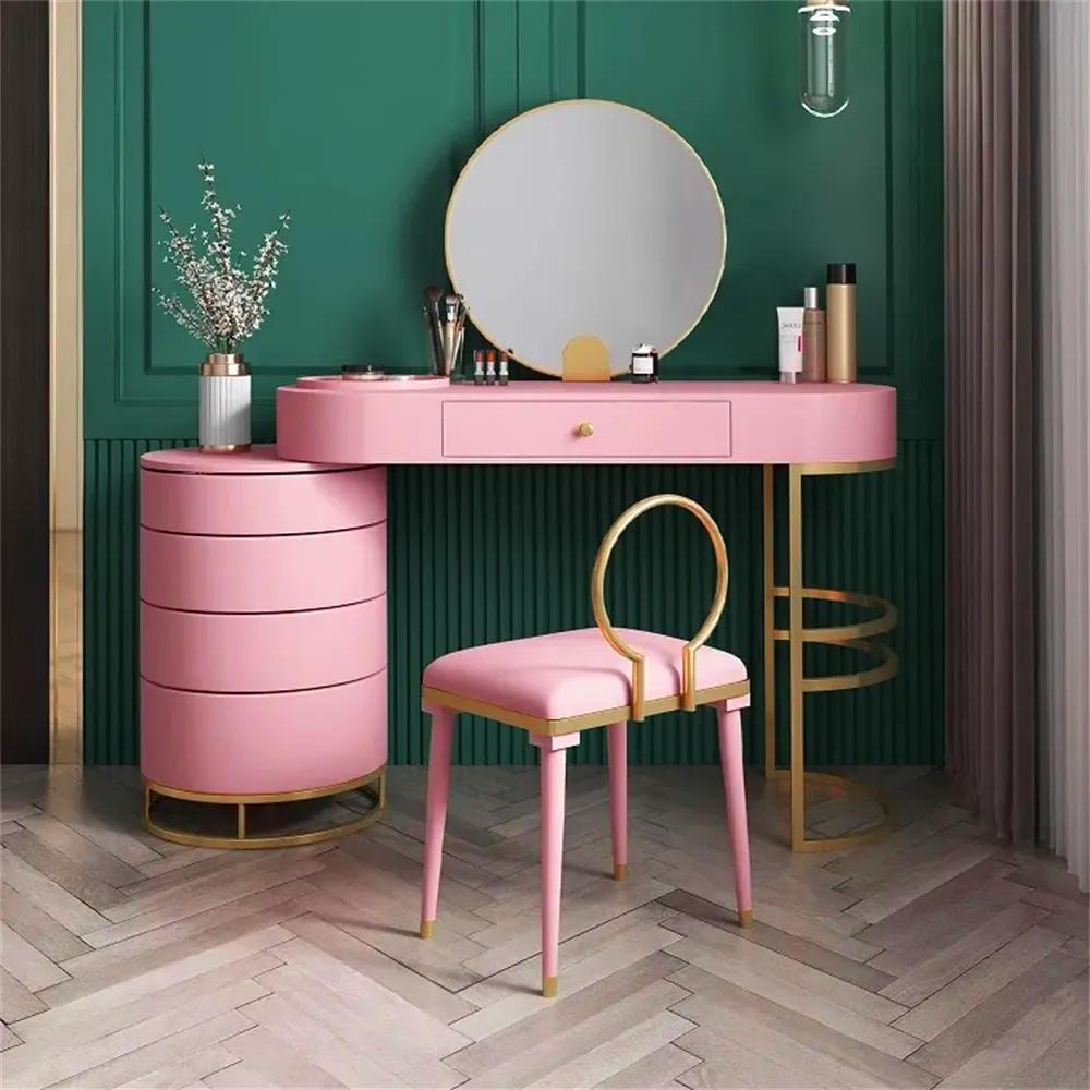 White Makeup Vanity Dressing Table with Swivel Cabinet Mirror & Stool Included