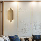 Postmodern Fluted Gold Wall Sconce 2-Light Flush Mount Wall Lighting