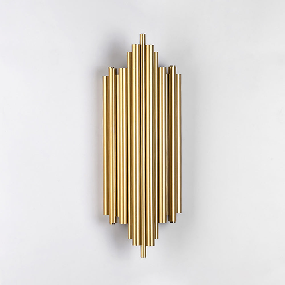 Postmodern Fluted Gold Wall Sconce 2-Light Flush Mount Wall Lighting